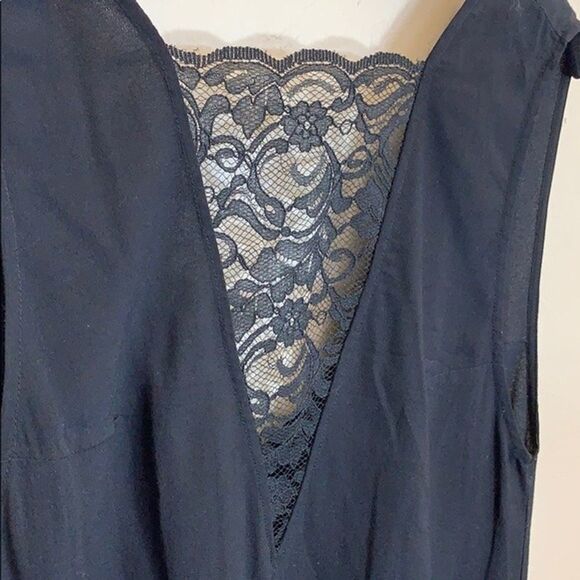 Reformation Black Lace Inset Panel Deep V Sleeveless Mini Dress Size XS - Picture 5 of 10